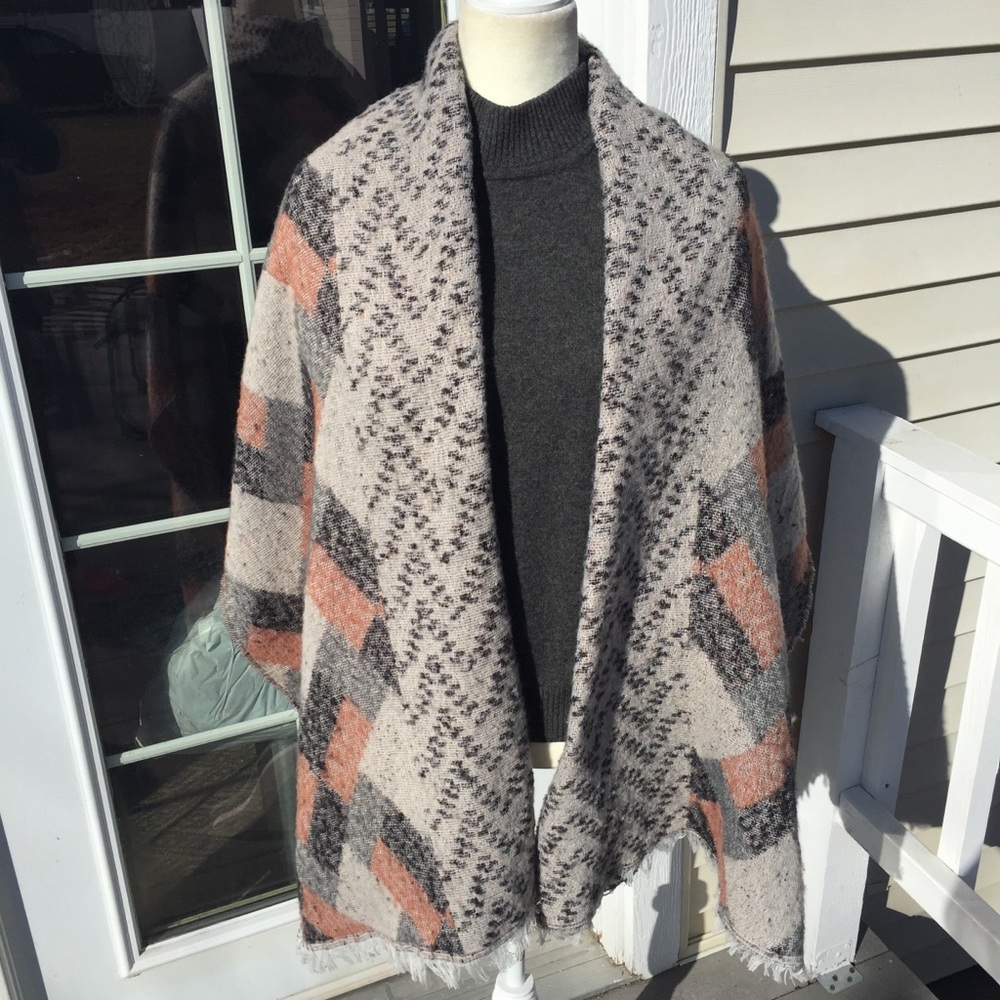 Grey Black & Peach Shawl